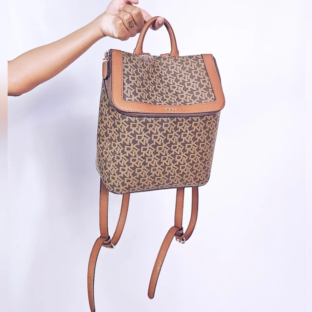 DKNY Logo Faux Leather Backpack - Picture 3 of 15